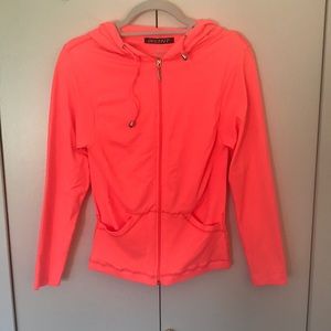Neon orange zip up hoodie